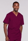 Unisex V-neck Pocket Wine Scrub Top Including Embroidered UMass Vet Tech Logo & Name